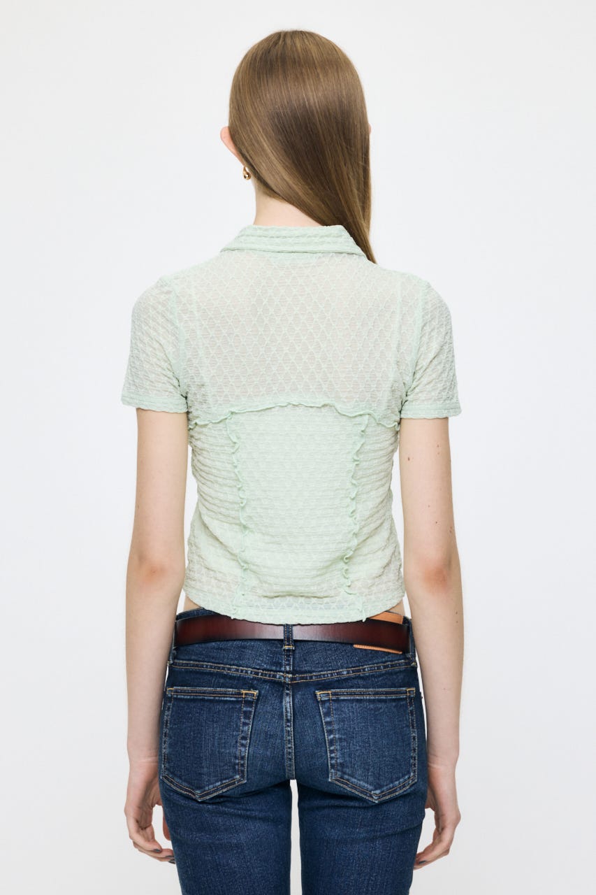 LACY ZIP UP シャツ L/GRN FREE