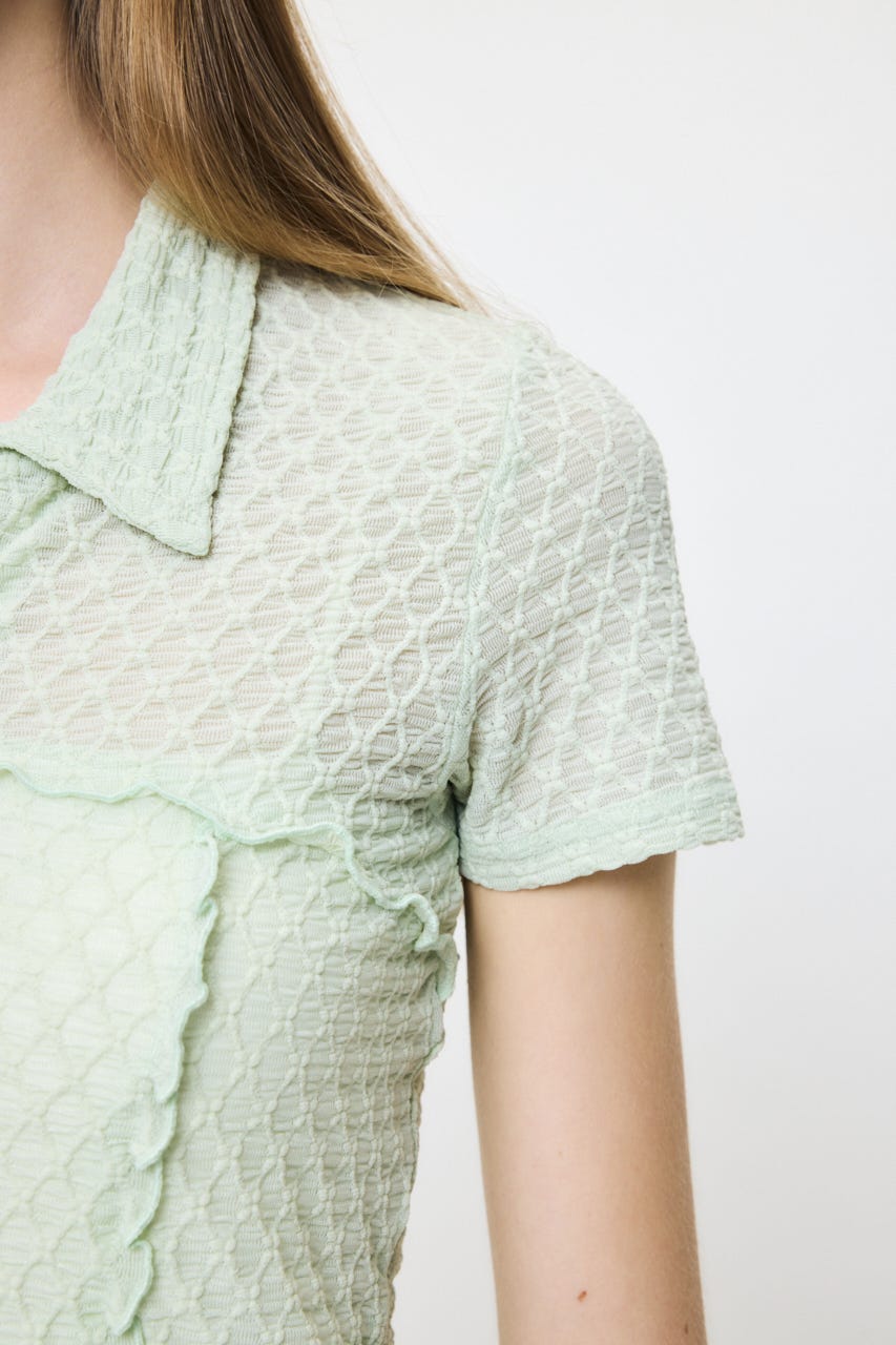 LACY ZIP UP シャツ L/GRN FREE