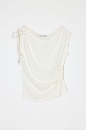 ASYMMETRY NECK RIBBON トップス