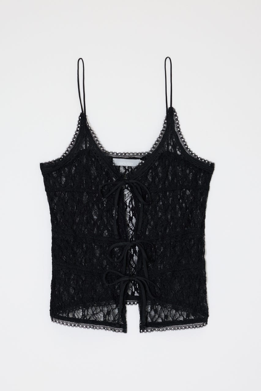 FRONT RIBBON LACY キャミ BLK FREE