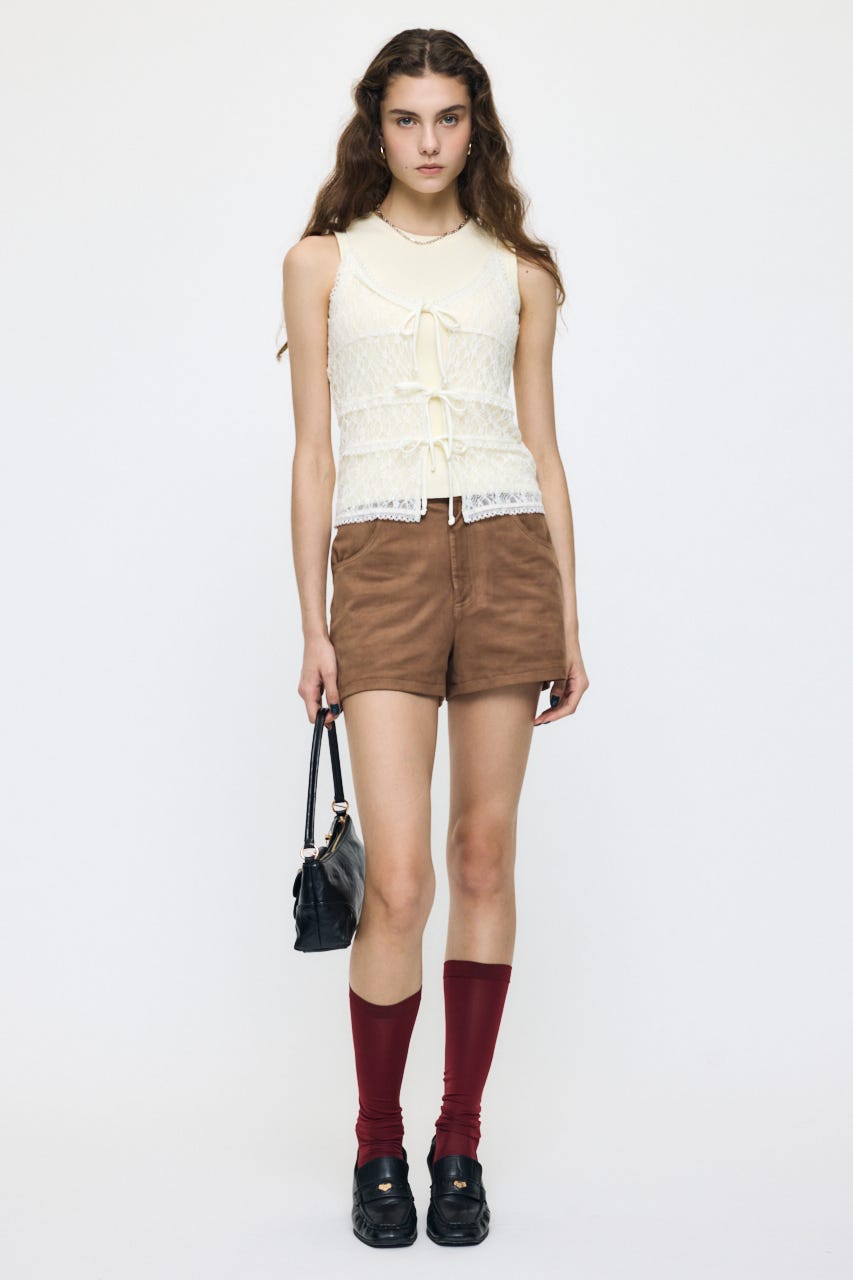 FRONT RIBBON LACY キャミ O/WHT FREE