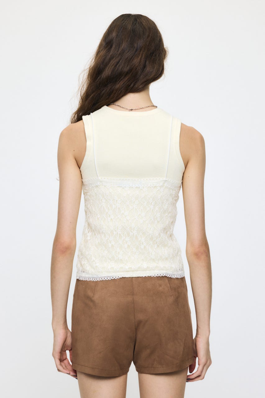 FRONT RIBBON LACY キャミ O/WHT FREE