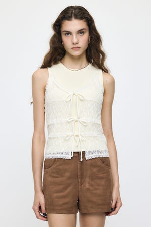 FRONT RIBBON LACY キャミ