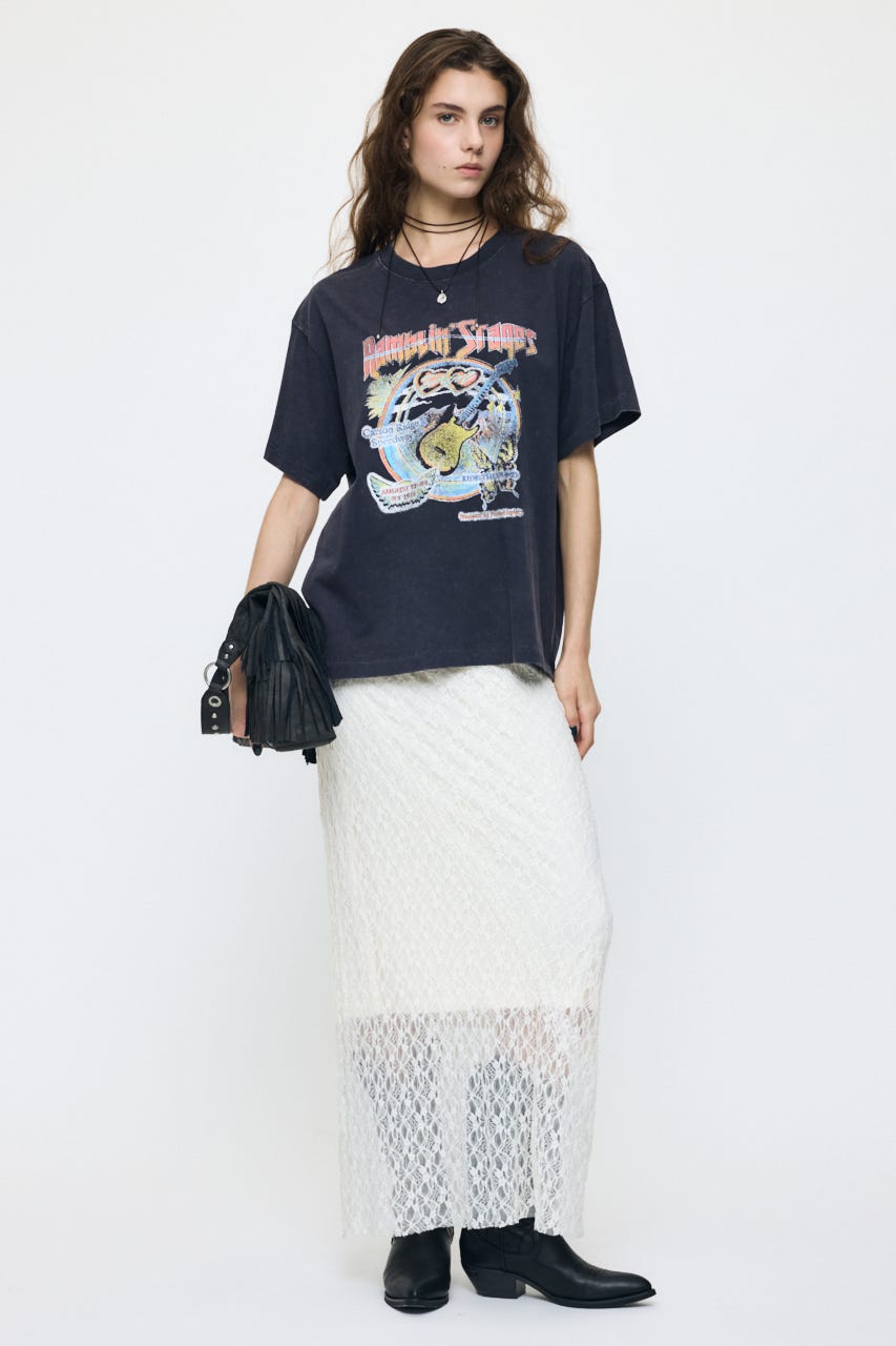 SHEER LACE LONG スカート O/WHT 1
