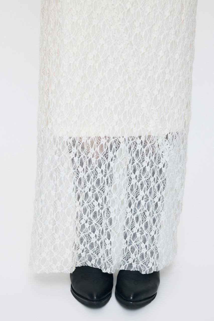 SHEER LACE LONG スカート O/WHT 1
