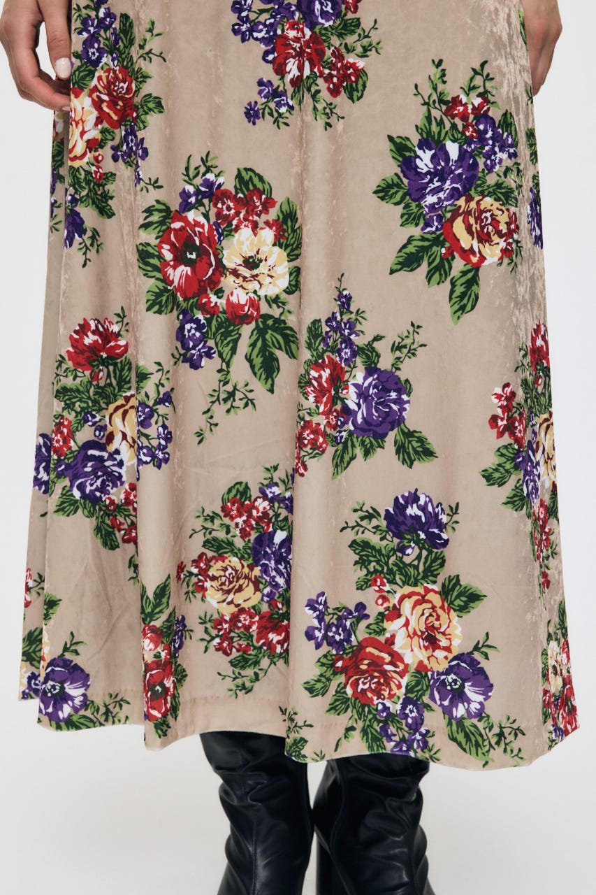 VINTAGE FLORAL VELOUR ドレス BEG 1