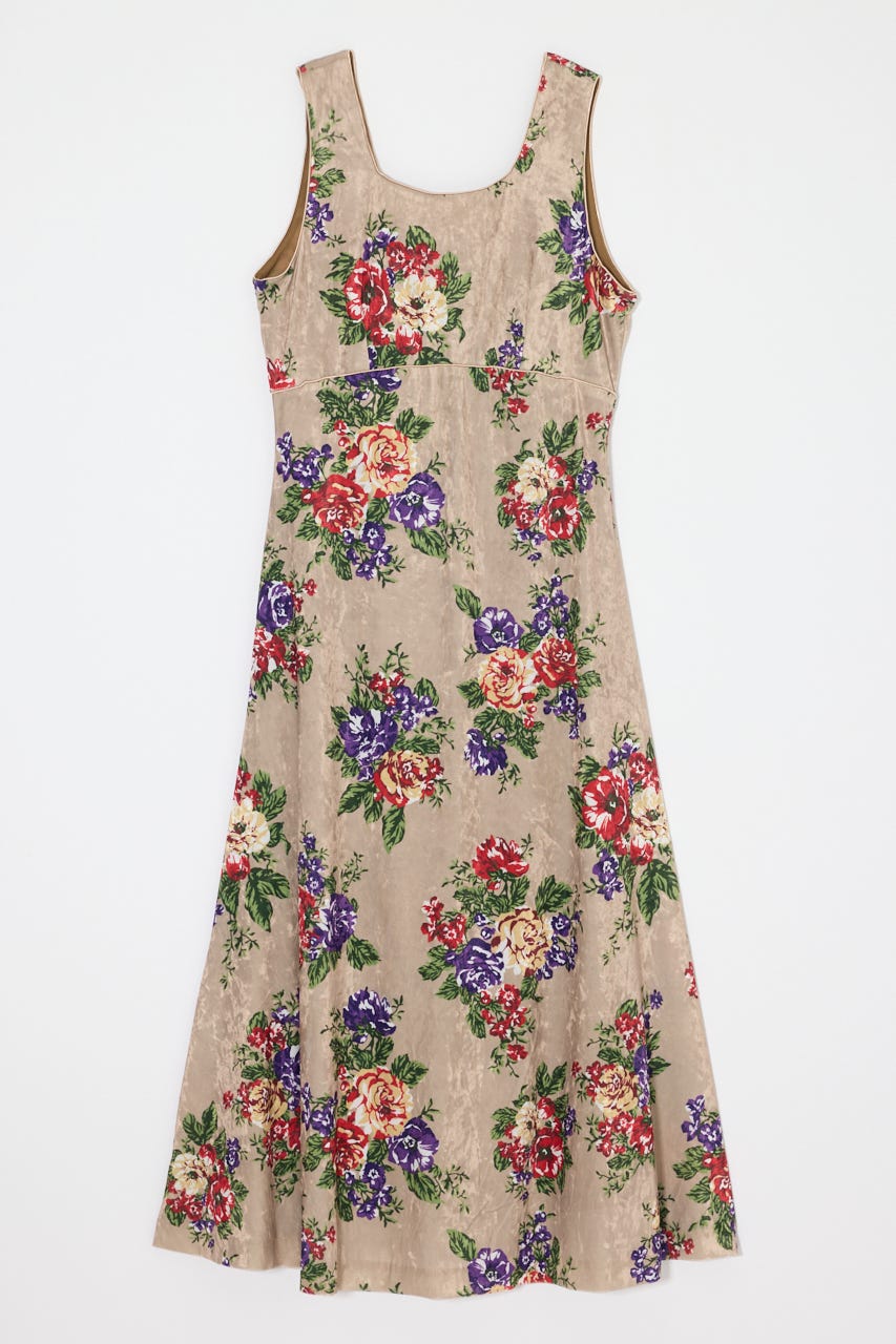 VINTAGE FLORAL VELOUR ドレス BEG 1