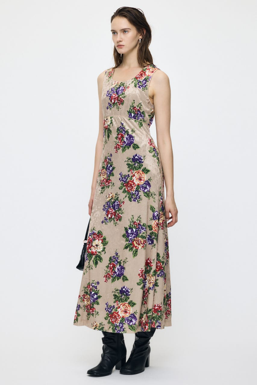 VINTAGE FLORAL VELOUR ドレス BEG 1