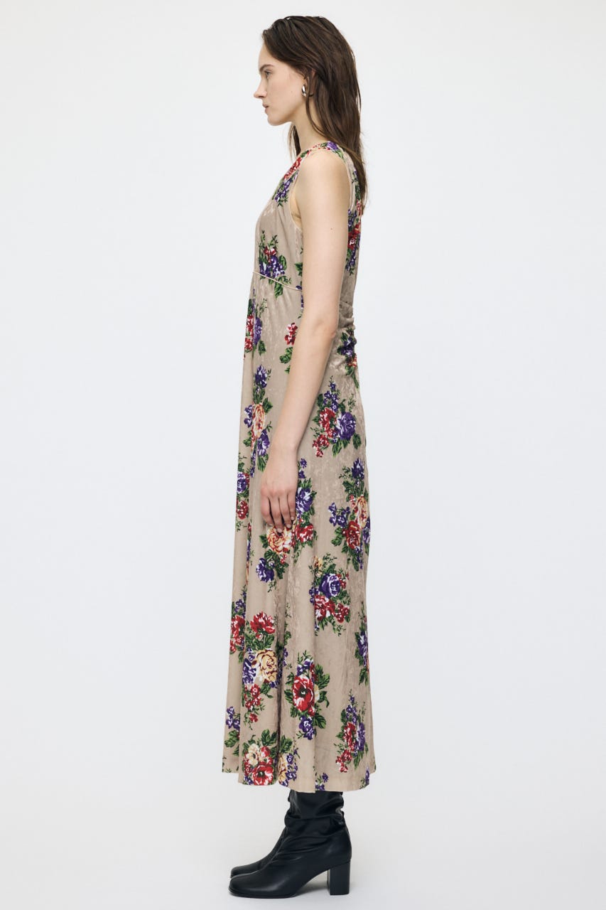 VINTAGE FLORAL VELOUR ドレス BEG 1