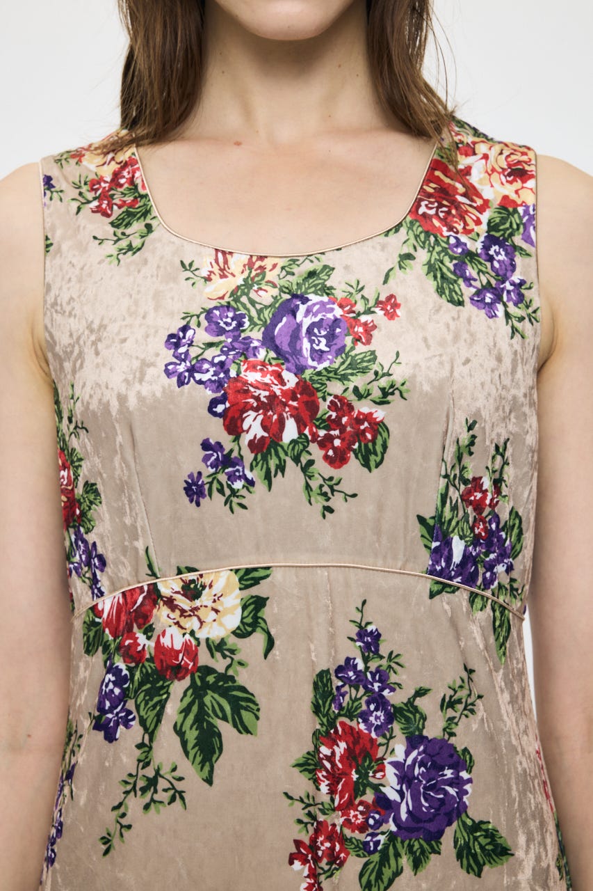 VINTAGE FLORAL VELOUR ドレス BEG 1