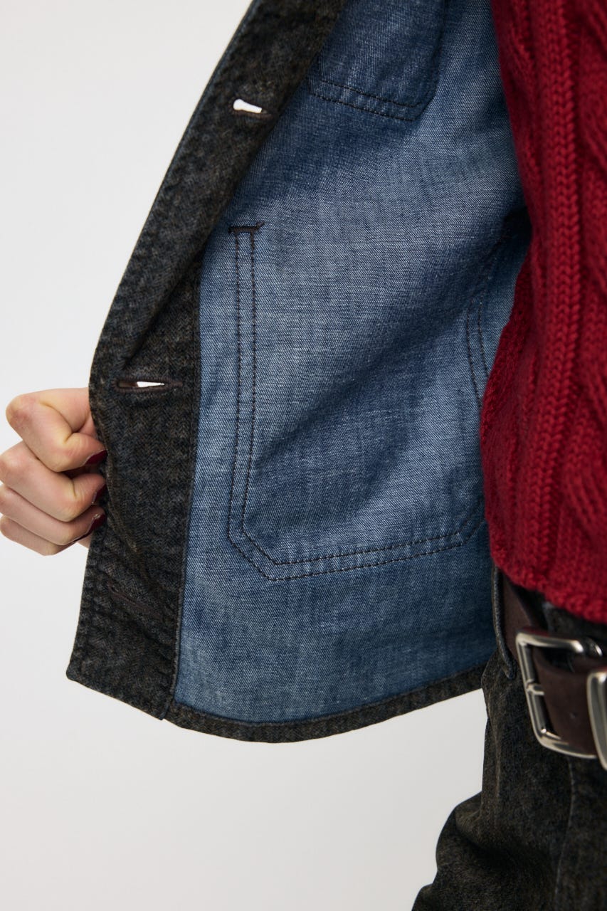 VELVET FITTED ジャケット 柄BLK 1