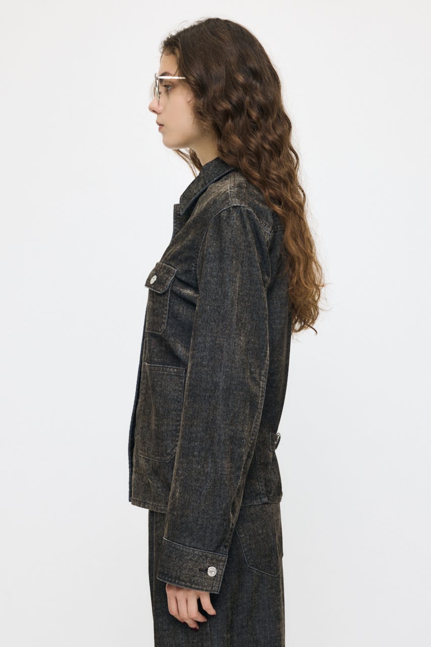 VELVET FITTED ジャケット 柄BLK 1
