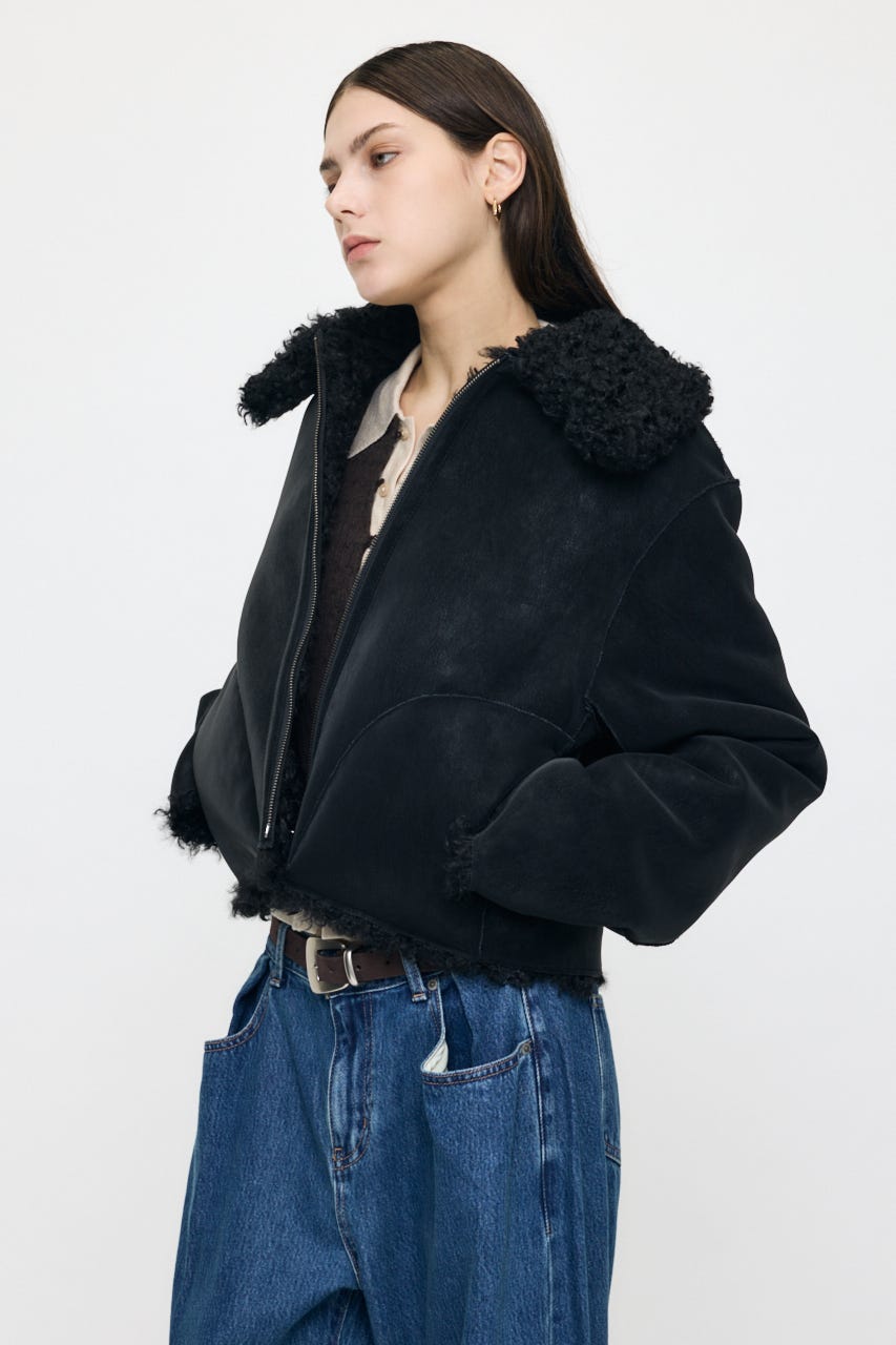 REVERSIBLE CURLY FUR ジャケット BLK FREE