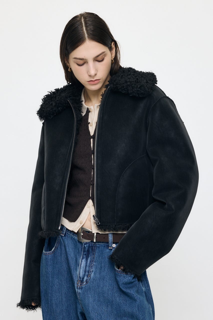 REVERSIBLE CURLY FUR ジャケット BLK FREE