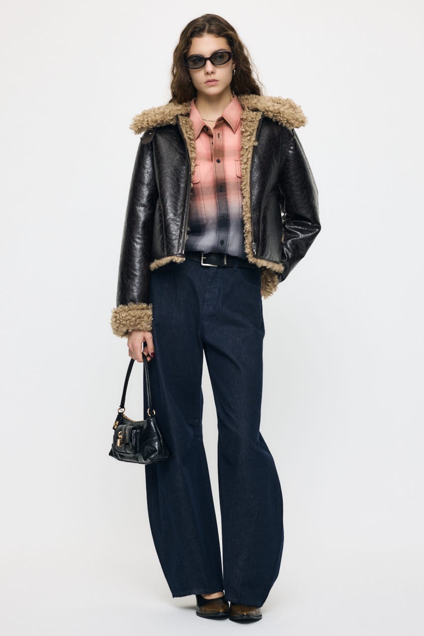 REVERSIBLE CURLY FUR ジャケット D/BRN FREE