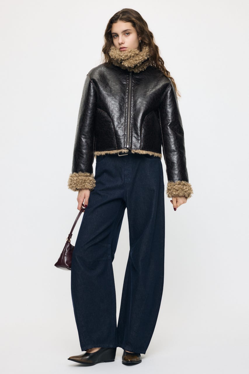 REVERSIBLE CURLY FUR ジャケット D/BRN FREE