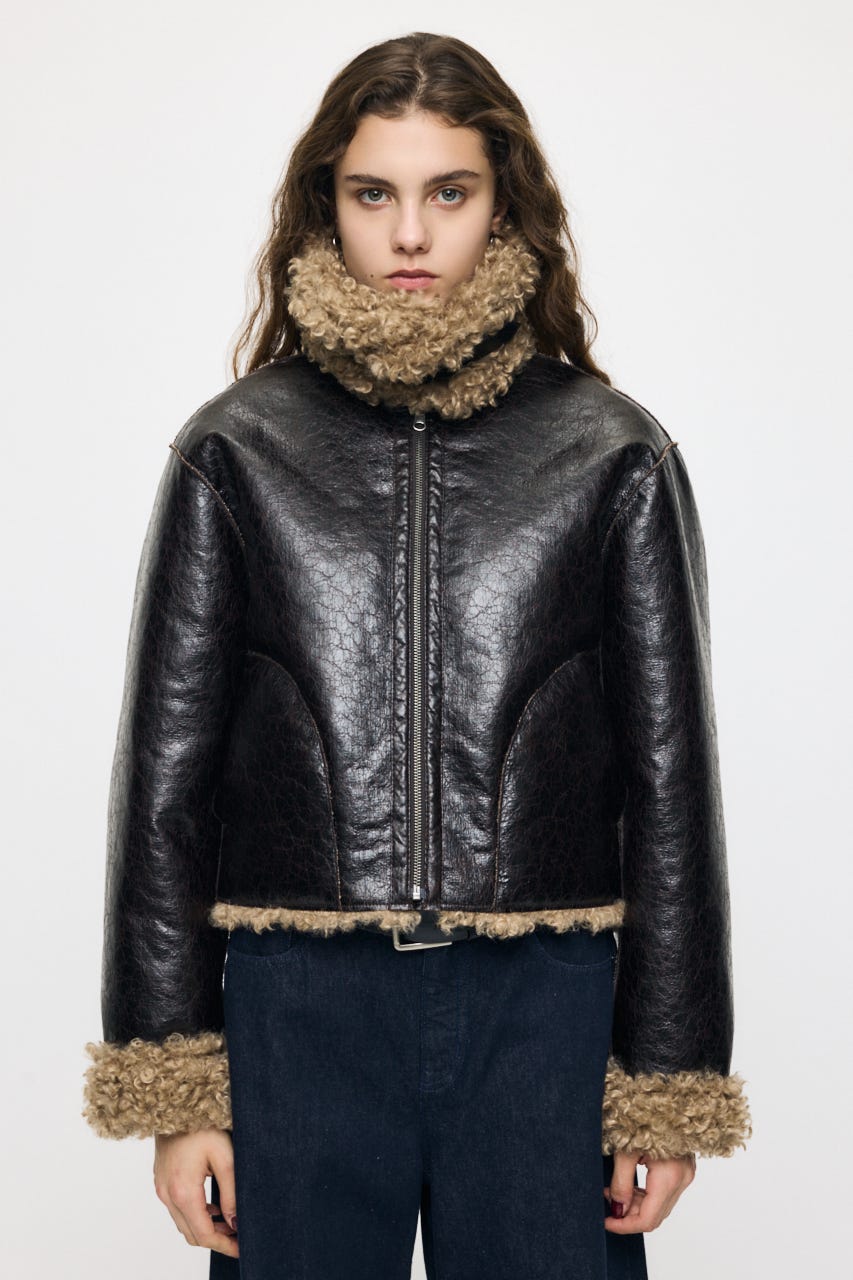 REVERSIBLE CURLY FUR ジャケット D/BRN FREE