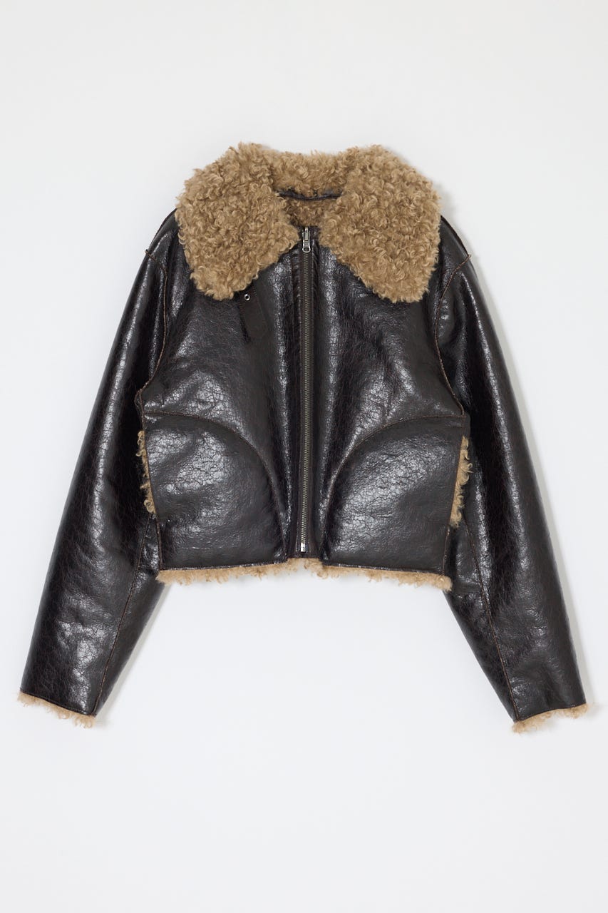 REVERSIBLE CURLY FUR ジャケット D/BRN FREE