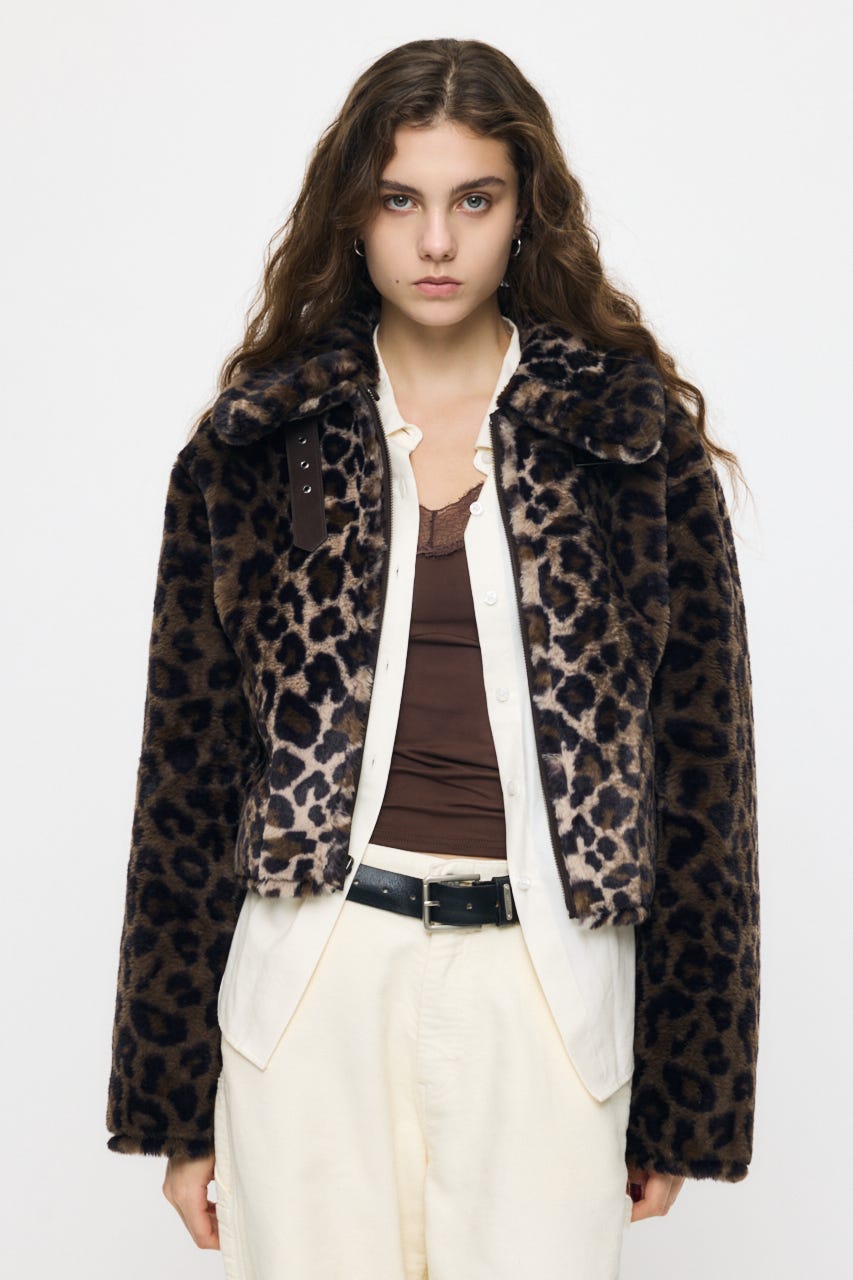 REVERSIBLE CURLY FUR ジャケット 柄BRN FREE
