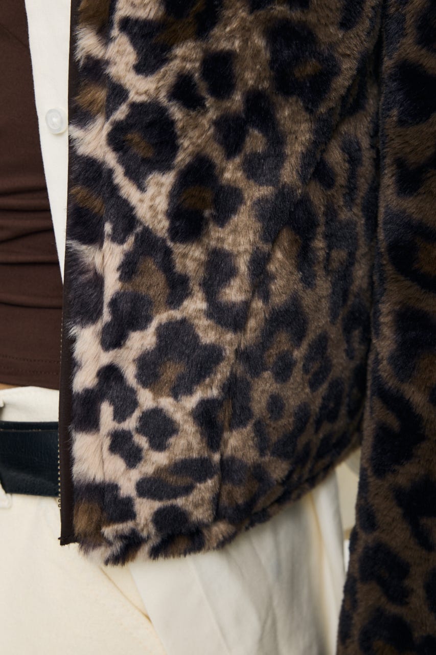 REVERSIBLE CURLY FUR ジャケット 柄BRN FREE