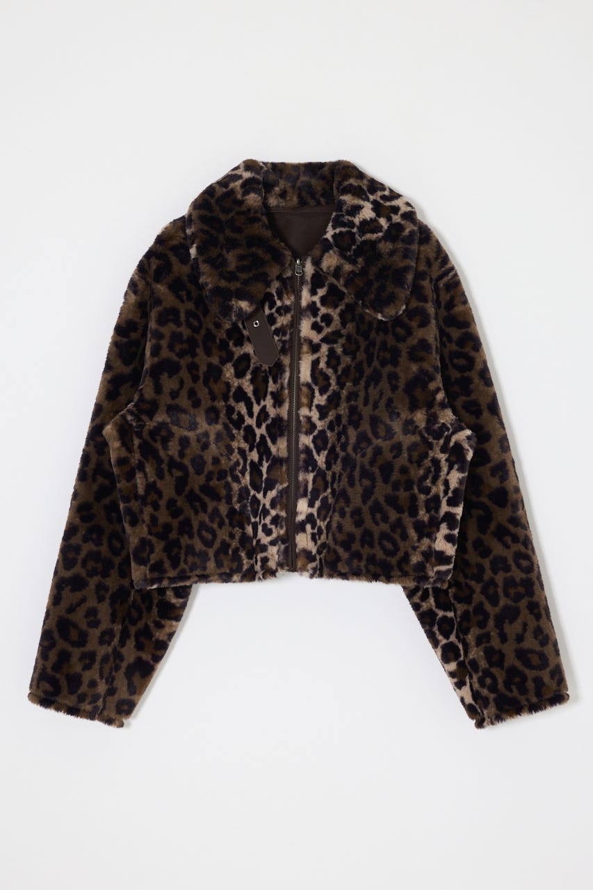 REVERSIBLE CURLY FUR ジャケット 柄BRN FREE