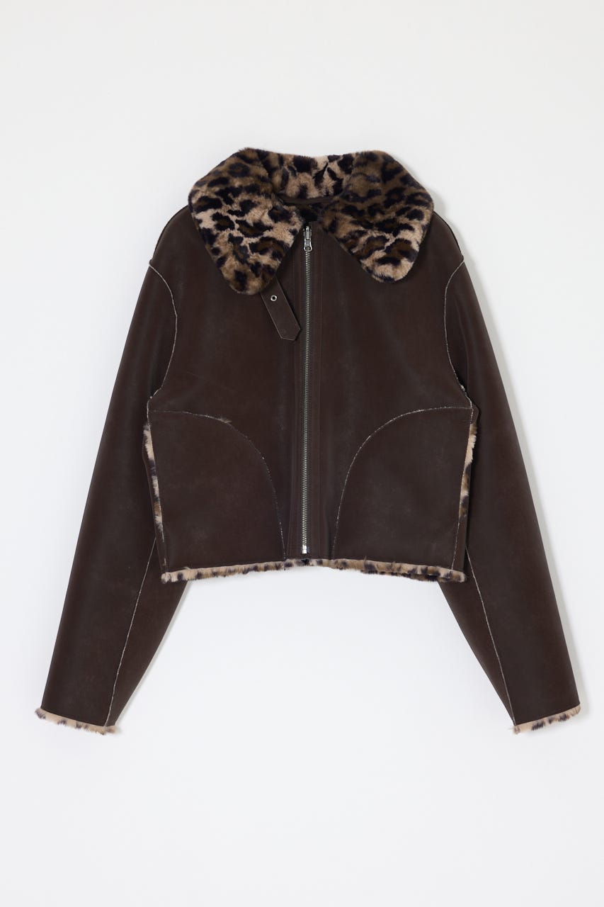 REVERSIBLE CURLY FUR ジャケット 柄BRN FREE