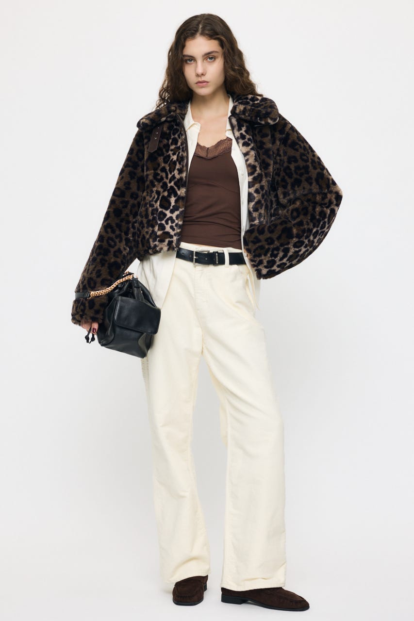 REVERSIBLE CURLY FUR ジャケット 柄BRN FREE