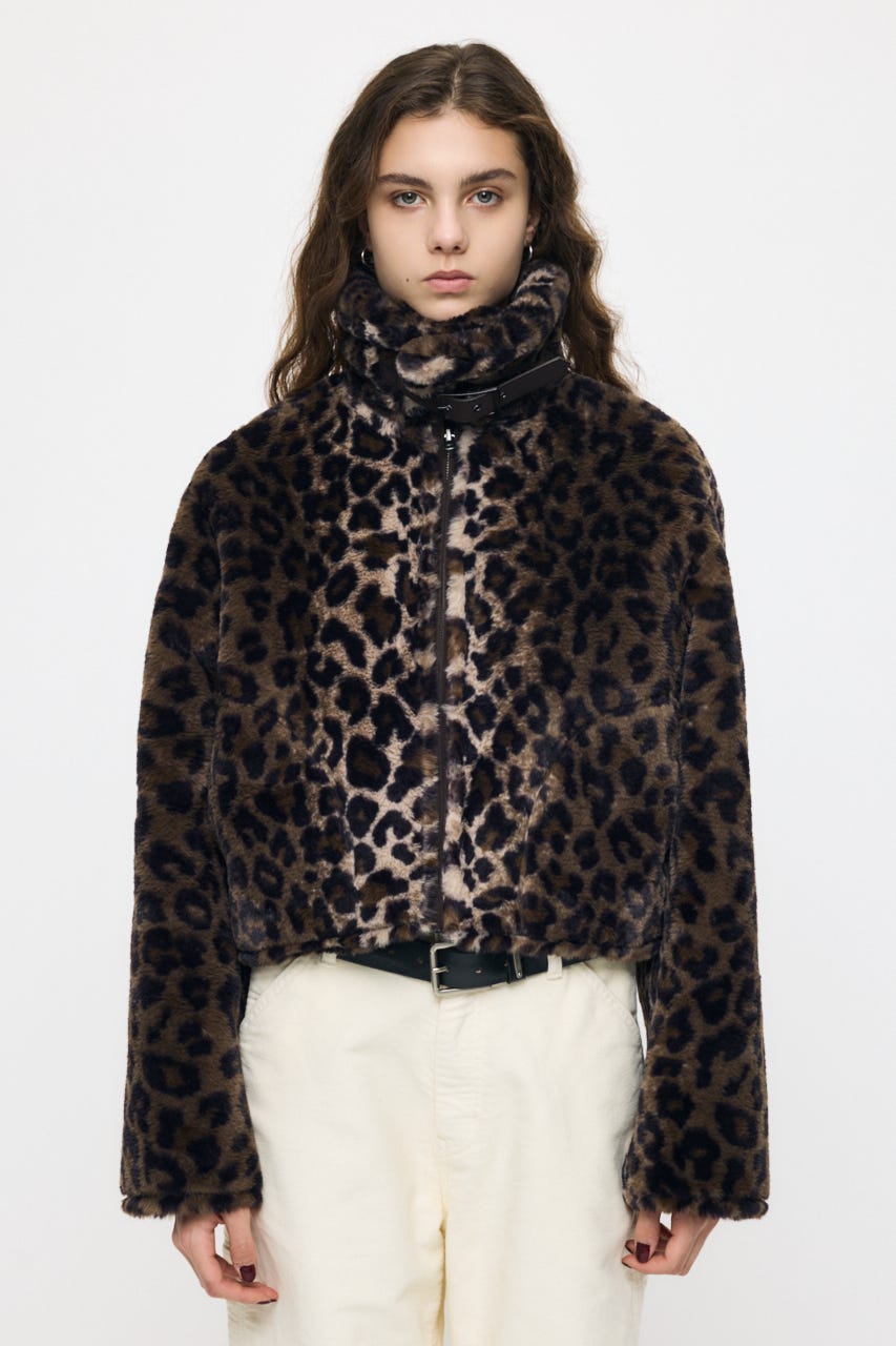 REVERSIBLE CURLY FUR ジャケット 柄BRN FREE