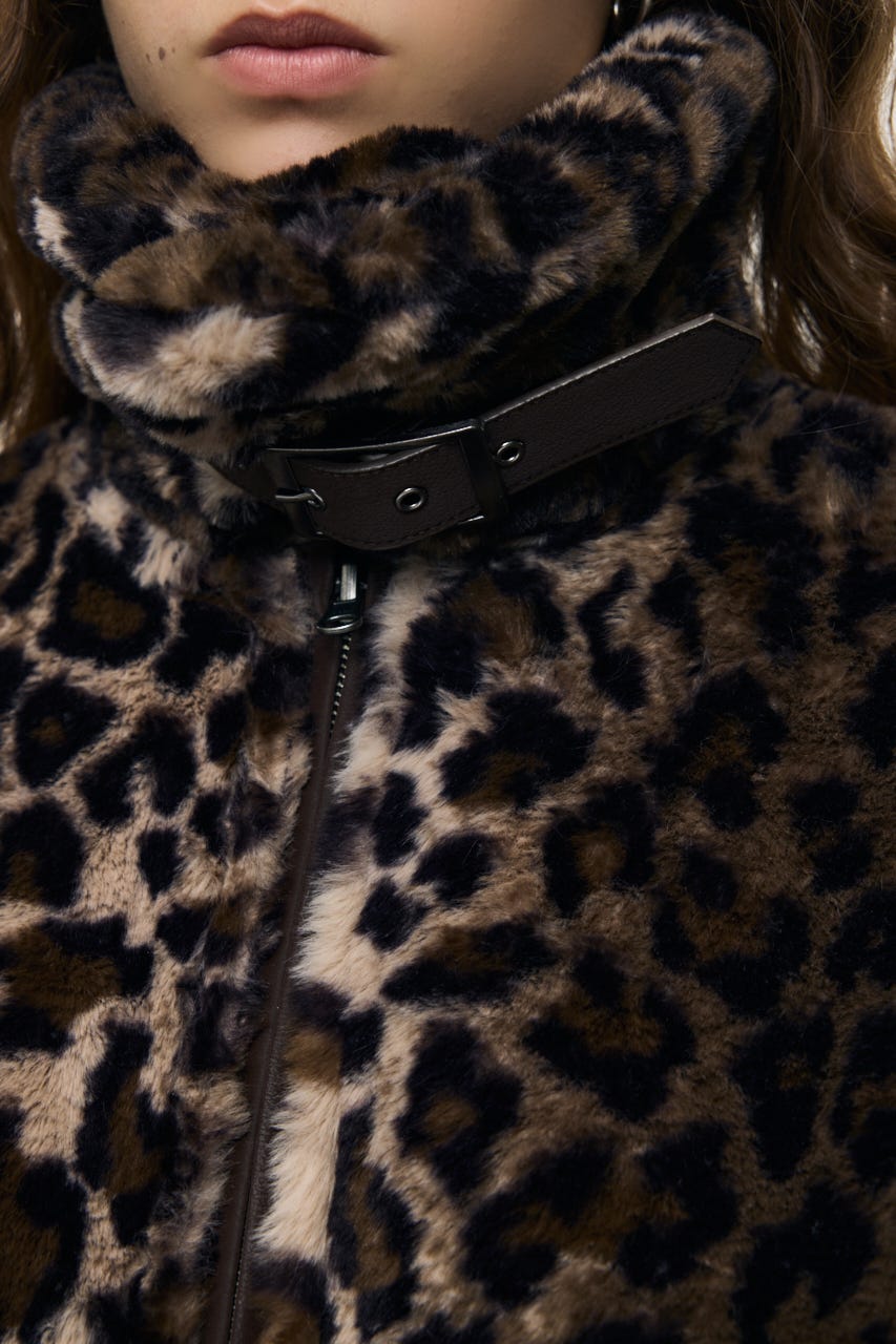 REVERSIBLE CURLY FUR ジャケット 柄BRN FREE