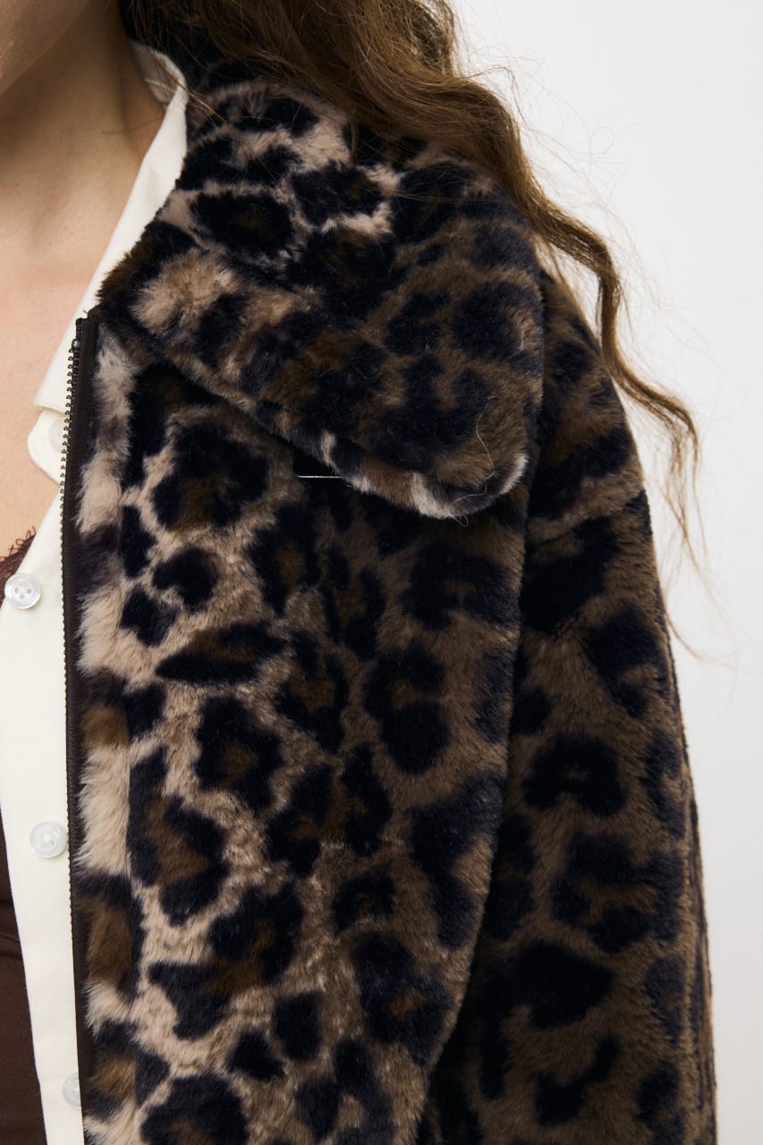 REVERSIBLE CURLY FUR ジャケット 柄BRN FREE