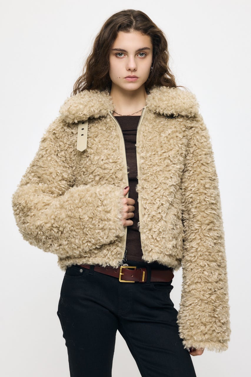 REVERSIBLE CURLY FUR ジャケット IVOY FREE