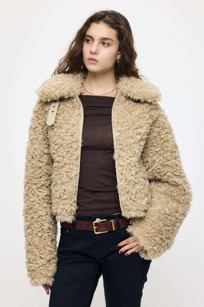 REVERSIBLE CURLY FUR ジャケット IVOY FREE