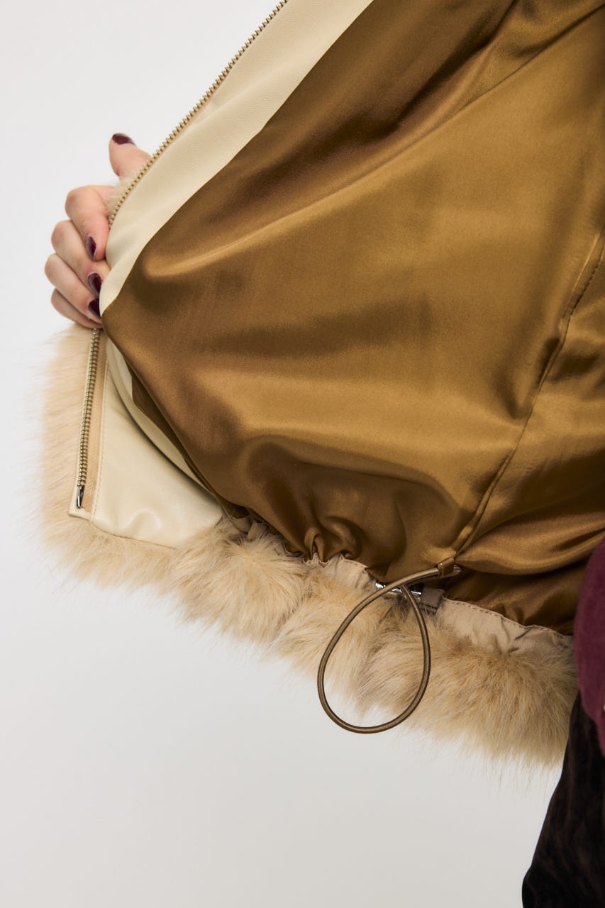 FAUX FUR ブルゾン L/BEG FREE