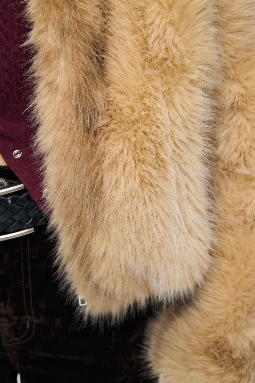 FAUX FUR ブルゾン L/BEG FREE