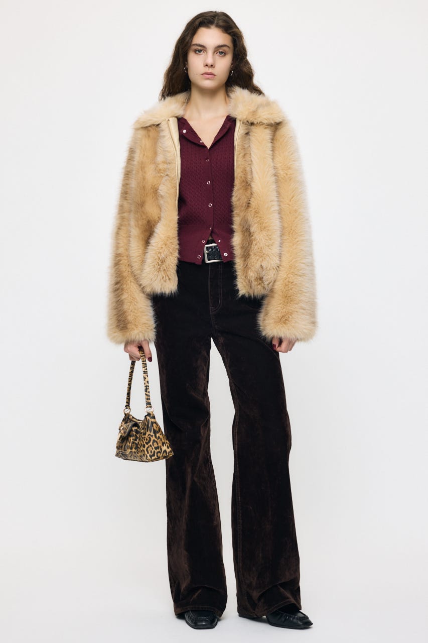 FAUX FUR ブルゾン L/BEG FREE