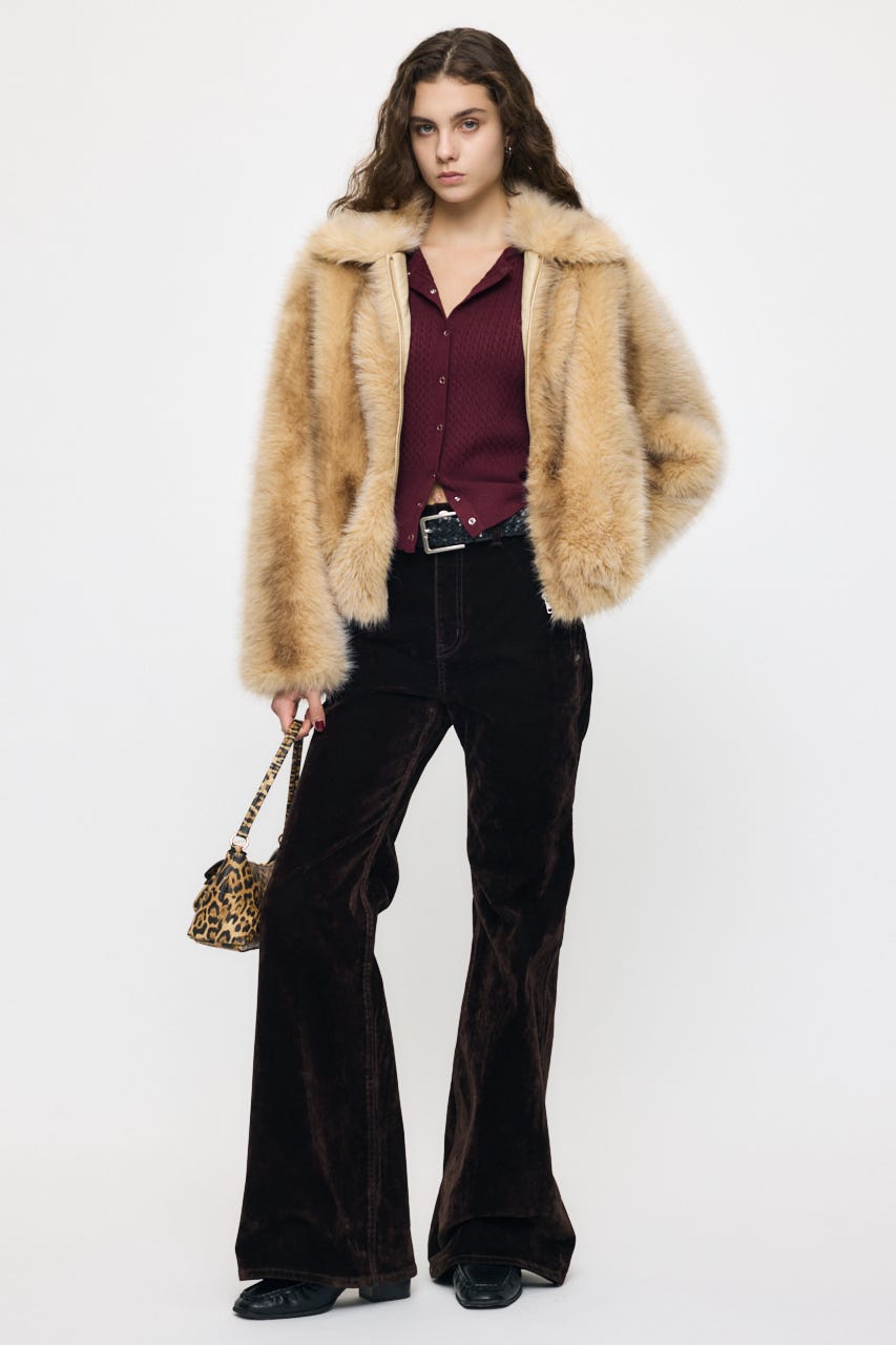 FAUX FUR ブルゾン L/BEG FREE