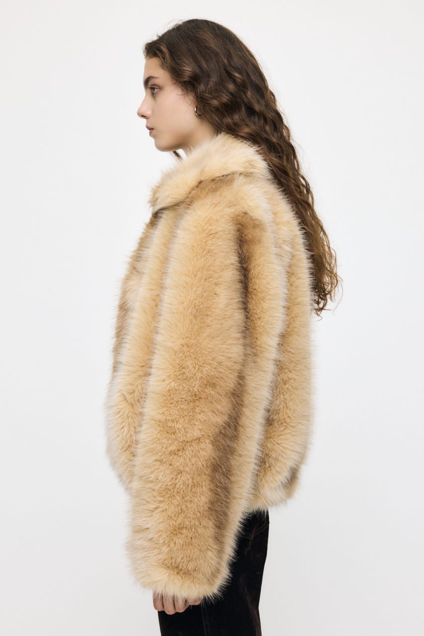 FAUX FUR ブルゾン L/BEG FREE