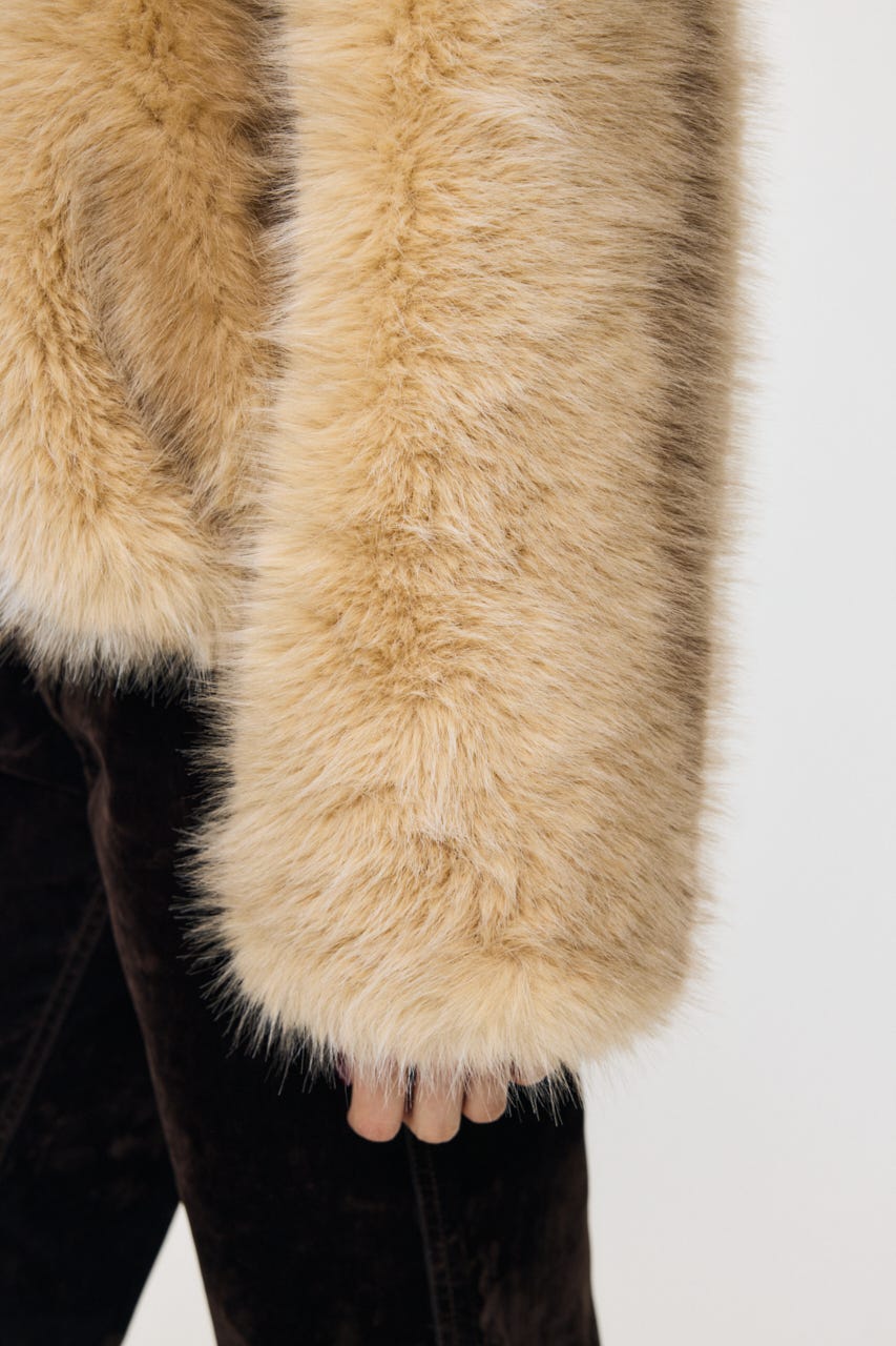 FAUX FUR ブルゾン L/BEG FREE