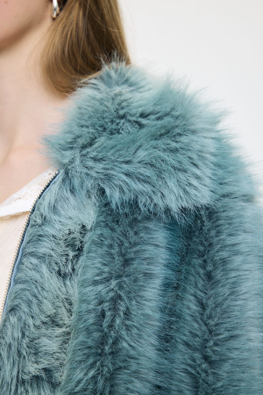 FAUX FUR ブルゾン L/BLU FREE