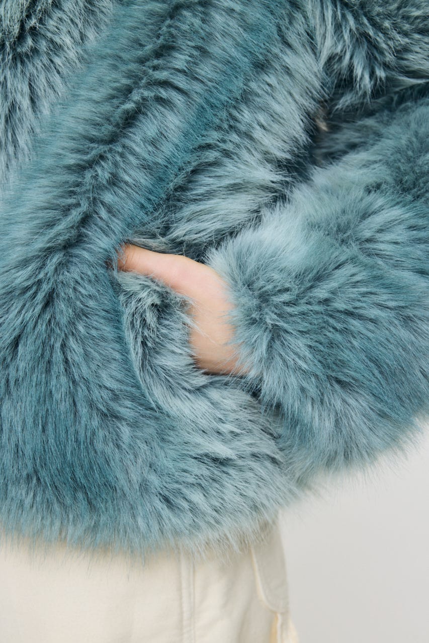 FAUX FUR ブルゾン L/BLU FREE