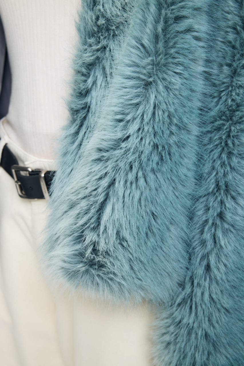 FAUX FUR ブルゾン L/BLU FREE