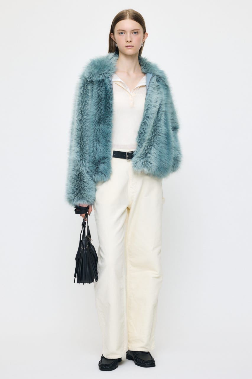 FAUX FUR ブルゾン L/BLU FREE