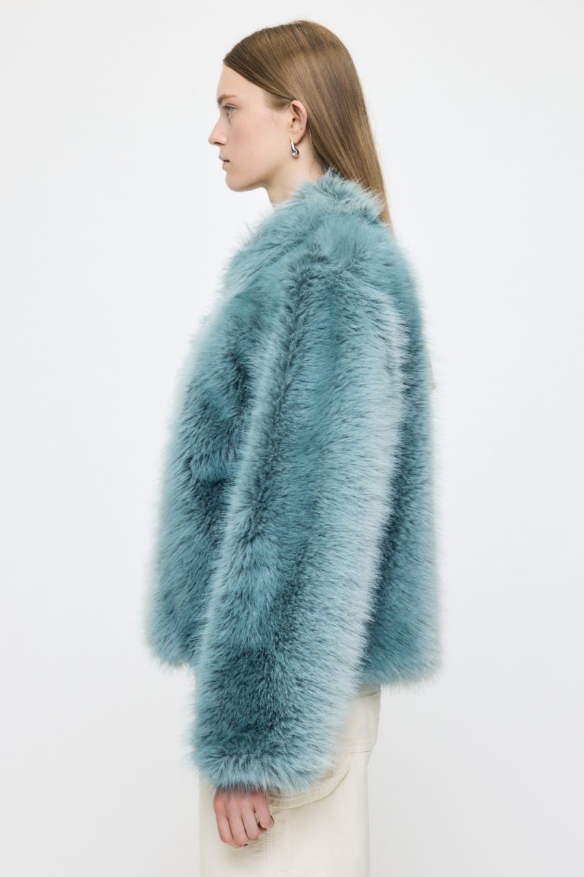 FAUX FUR ブルゾン L/BLU FREE