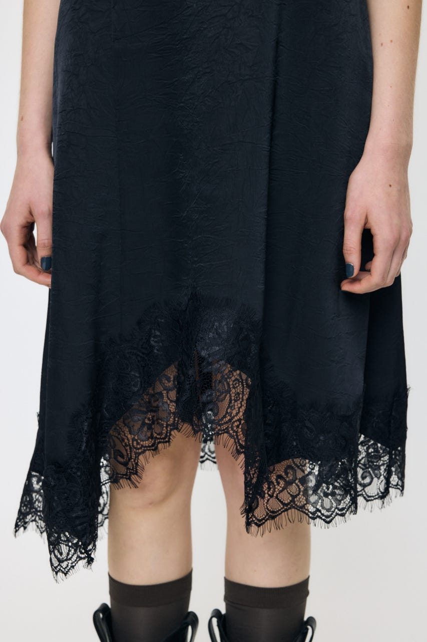 ASYMMETRY SATIN ドレス BLK FREE