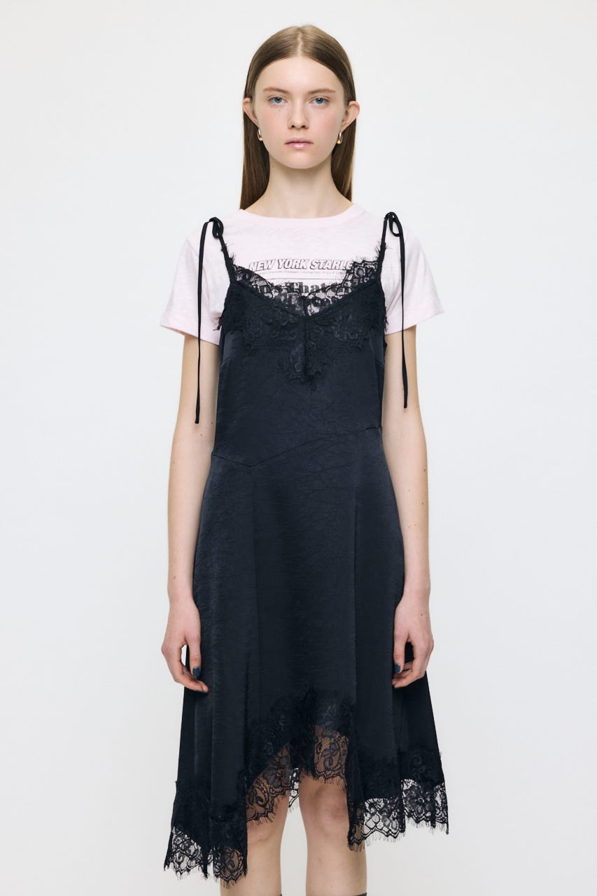 ASYMMETRY SATIN ドレス BLK FREE