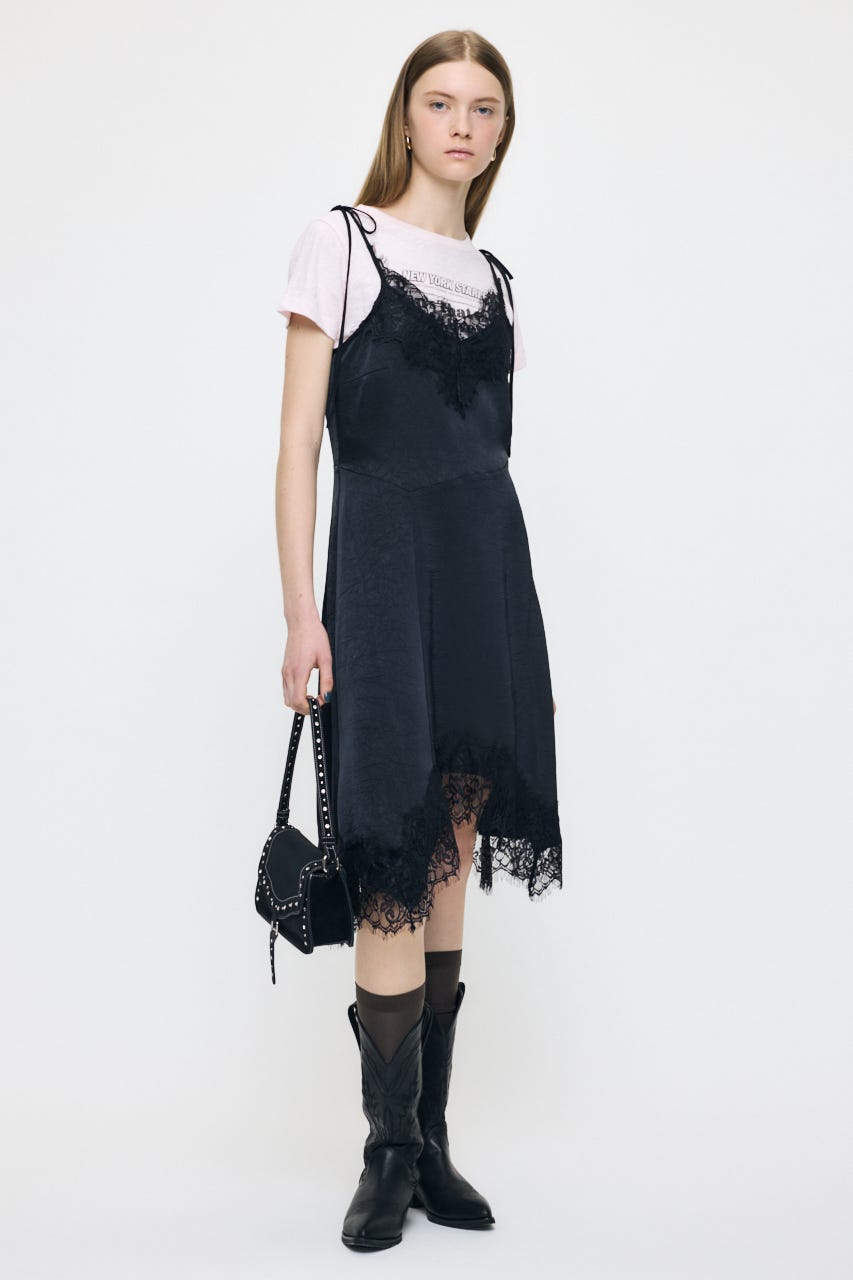 ASYMMETRY SATIN ドレス BLK FREE
