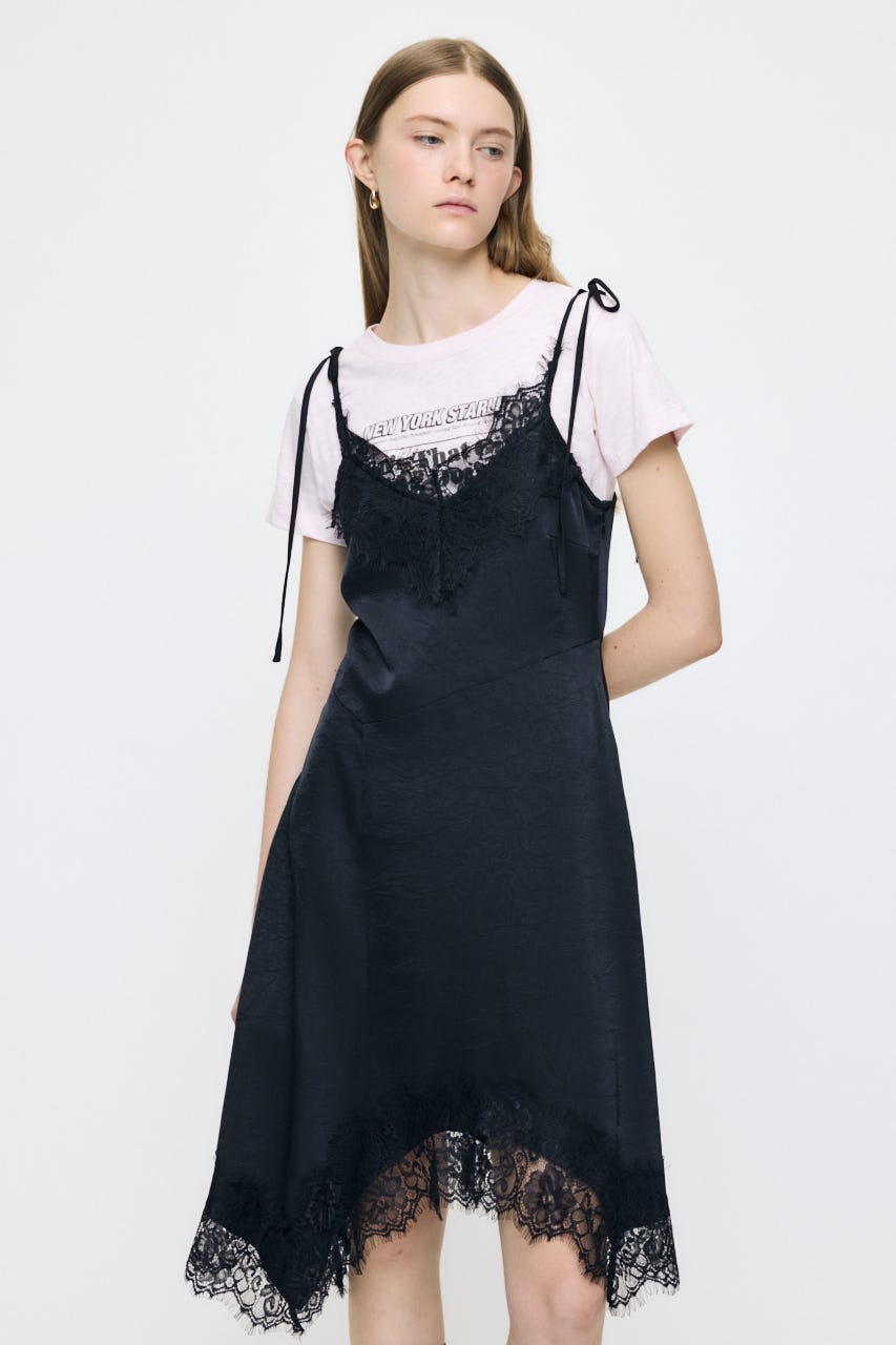ASYMMETRY SATIN ドレス BLK FREE