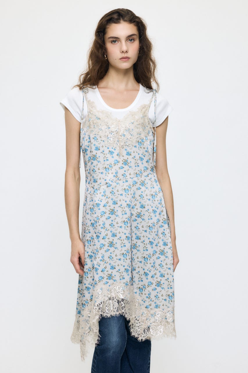 ASYMMETRY SATIN ドレス 柄BEG FREE