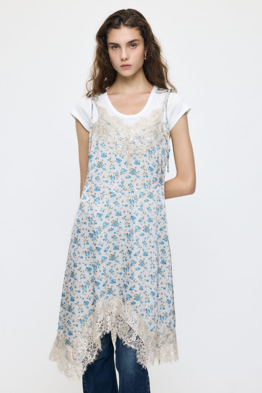 ASYMMETRY SATIN ドレス 柄BEG FREE