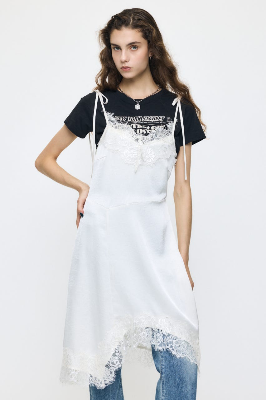 ASYMMETRY SATIN ドレス O/WHT FREE